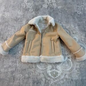 Abercrombie Kids Tan Puffer Jacket with White Accents